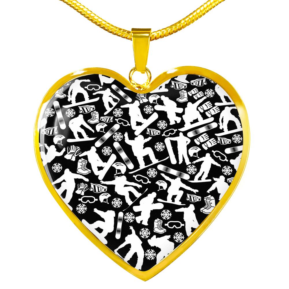 Snowboard Heart Pendant Necklace - Powderaddicts