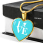 LOVE Ski Blue Heart Pendant Necklace - Powderaddicts