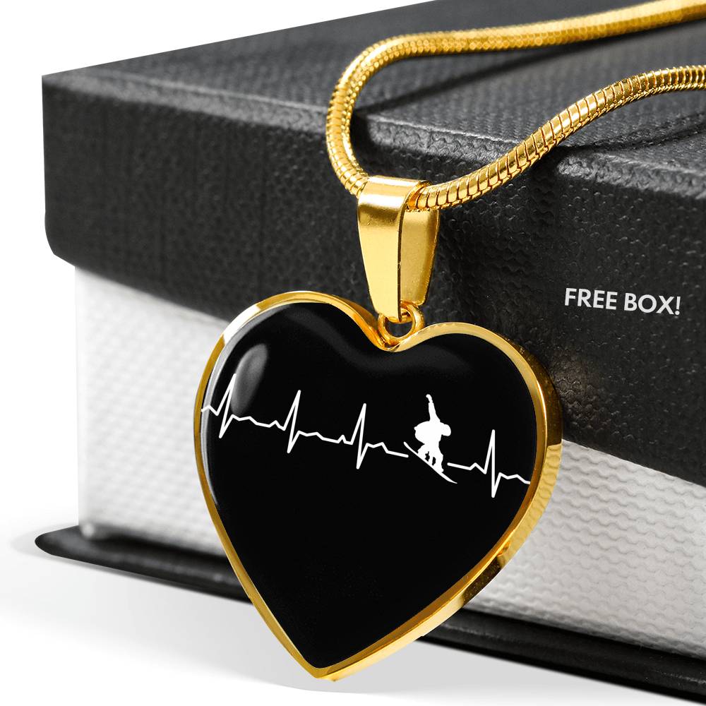 Snowboard Is My Heartbeat Pendant Necklace - Powderaddicts