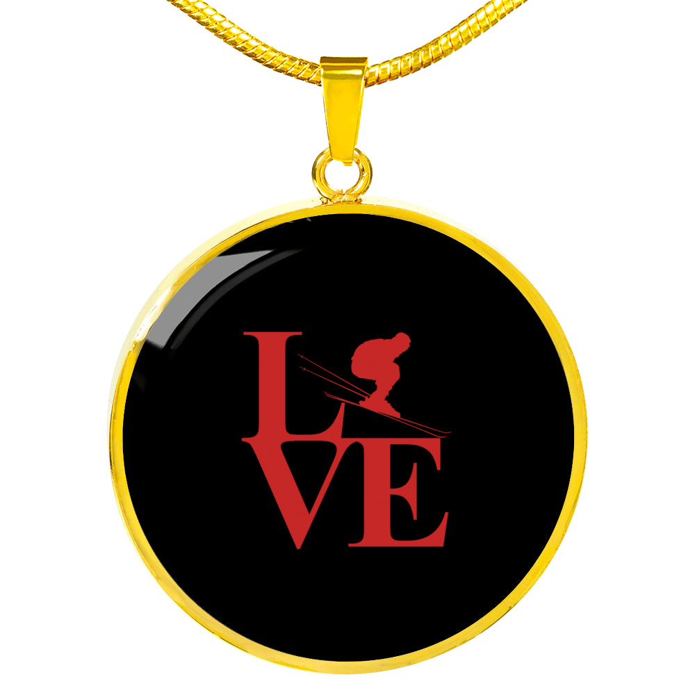 Love Ski Pendant Necklace - Red - Powderaddicts