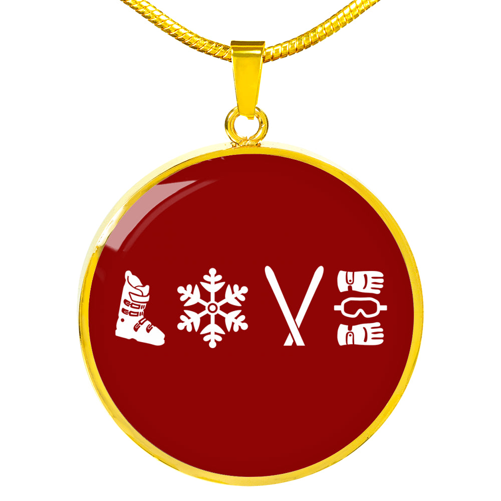 Love Ski Red Pendant Necklace - Powderaddicts