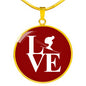 LOVE Ski Red Ellipse Pendant Necklace - Powderaddicts