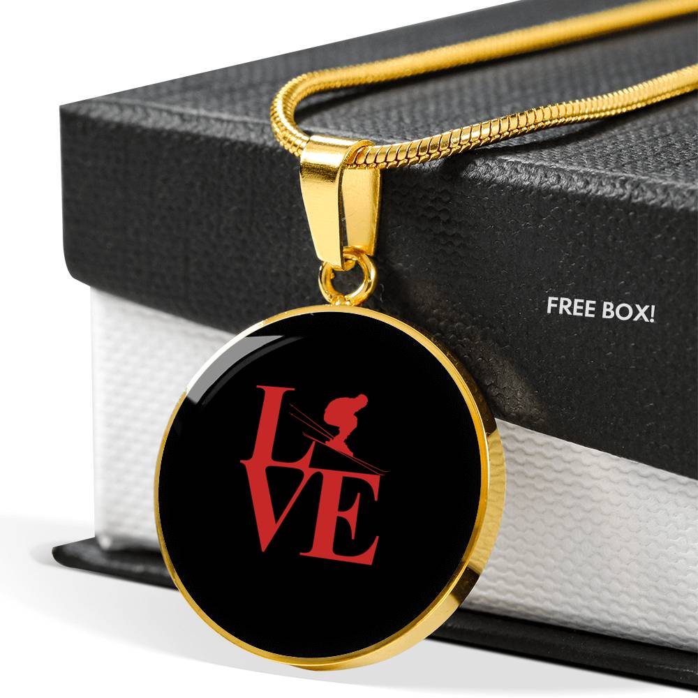Love Ski Pendant Necklace - Red - Powderaddicts