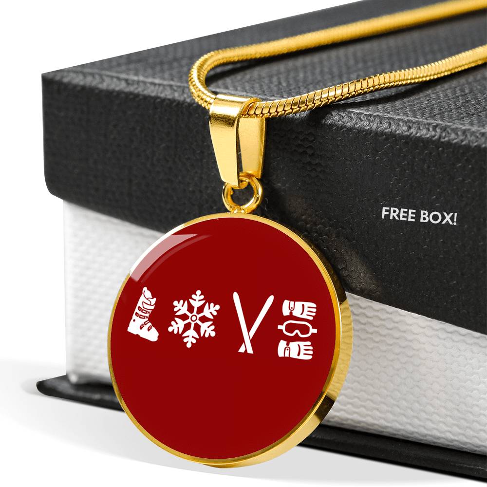 Love Ski Red Pendant Necklace - Powderaddicts