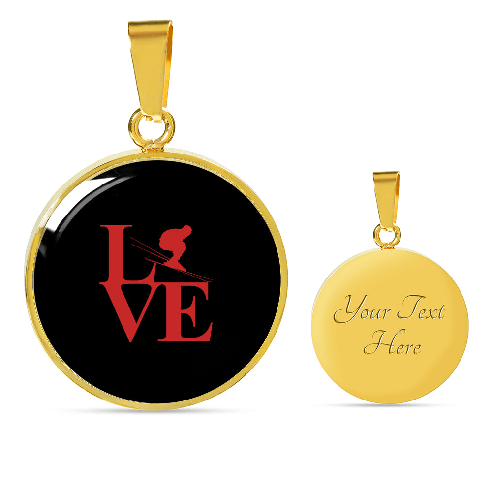 Love Ski Pendant Necklace - Red - Powderaddicts