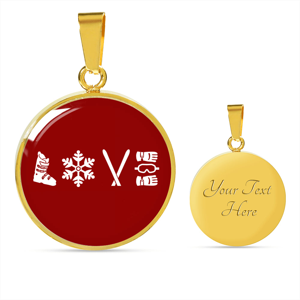 Love Ski Red Pendant Necklace - Powderaddicts