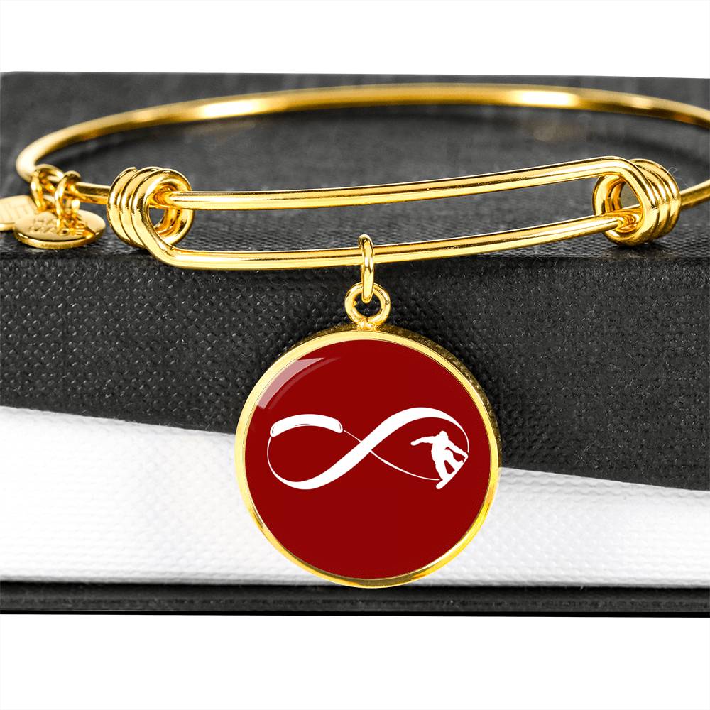 Infinity Snowboard Red Pendant Bangle - Powderaddicts