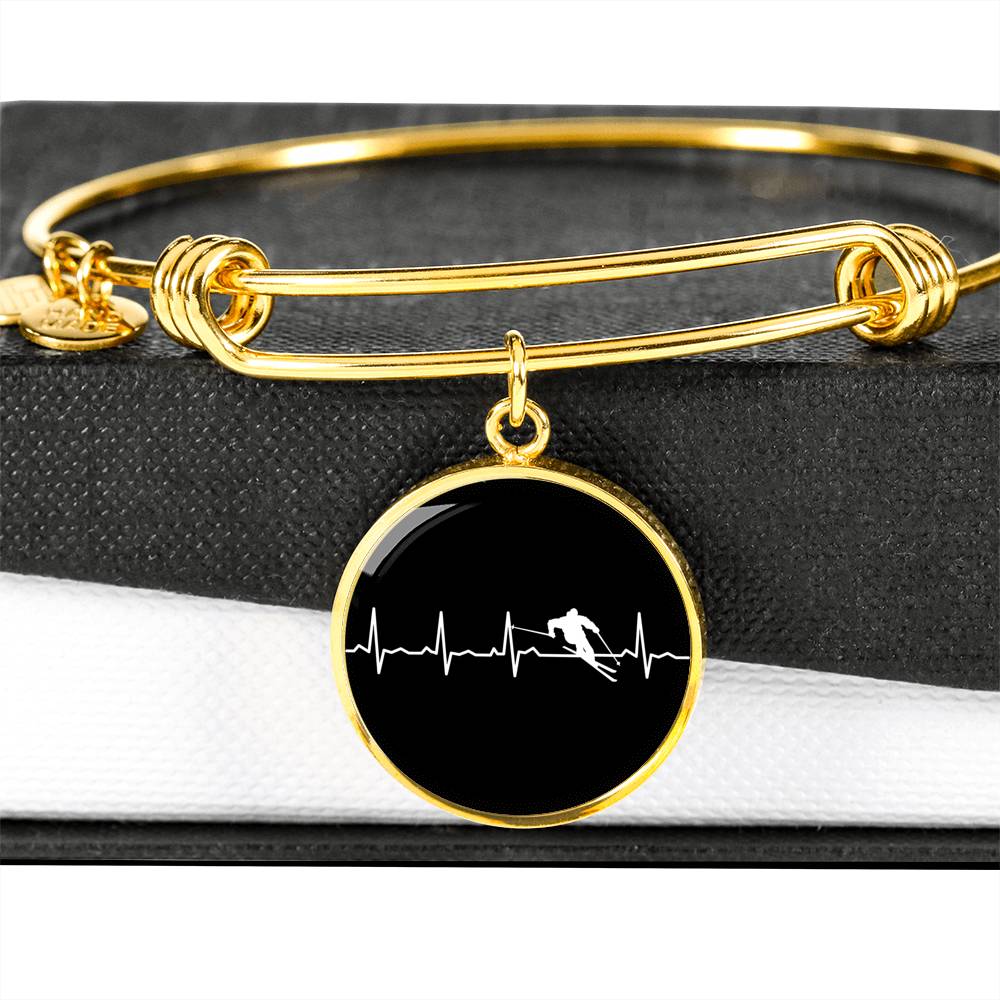 Ski Is My Heartbeat Circle Pendant and Bangle - Powderaddicts