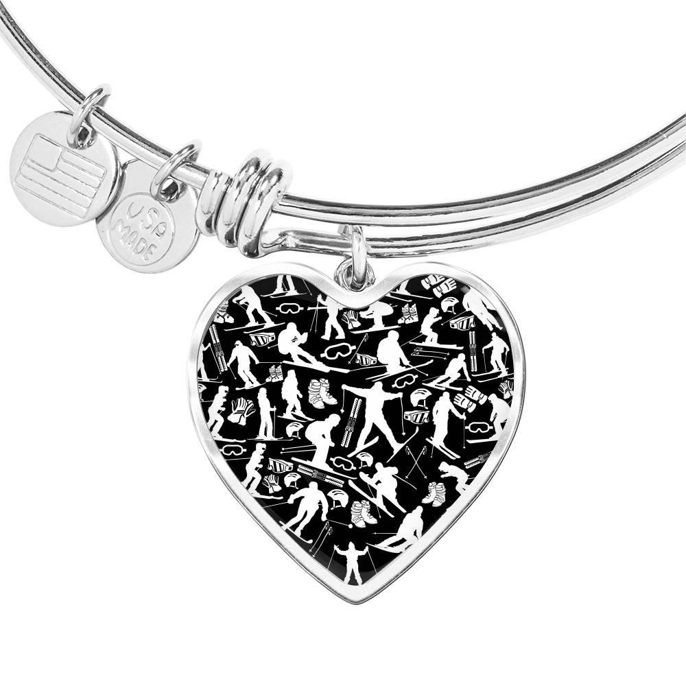 Ski Heart Pendant and Bangle - Powderaddicts