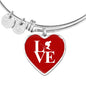 LOVE Ski Red Heart Pendant Bangle - Powderaddicts