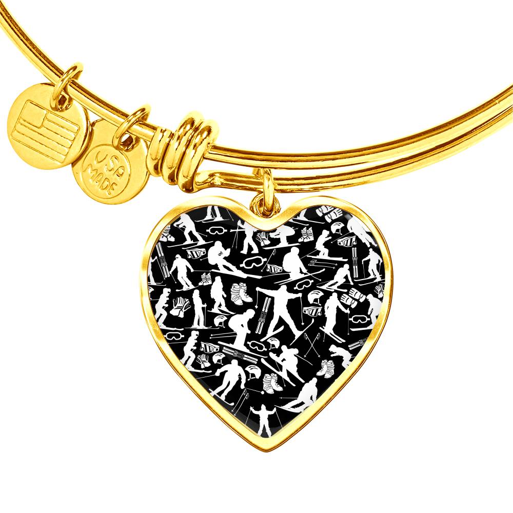 Ski Heart Pendant and Bangle - Powderaddicts