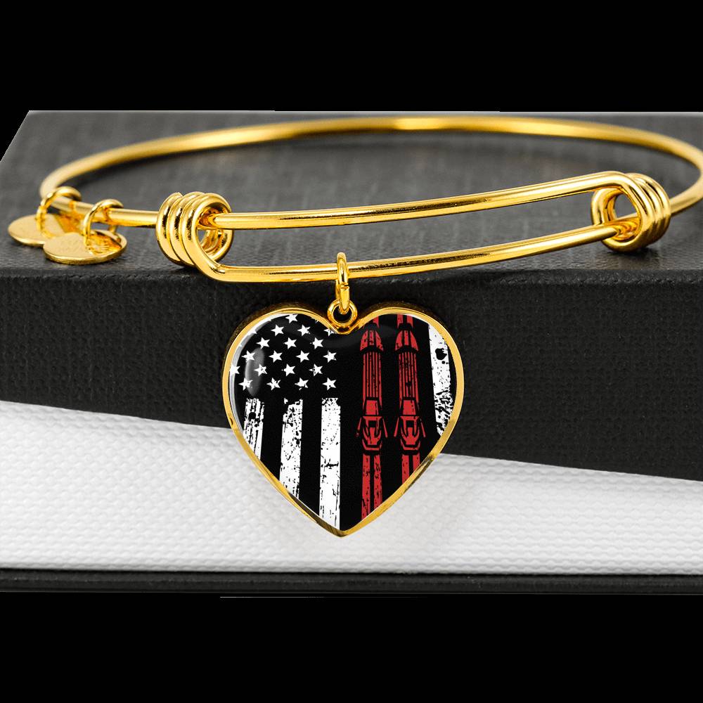 USA Ski Flag Heart Pendant and Bangle - Powderaddicts