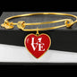 LOVE Ski Red Heart Pendant Bangle - Powderaddicts