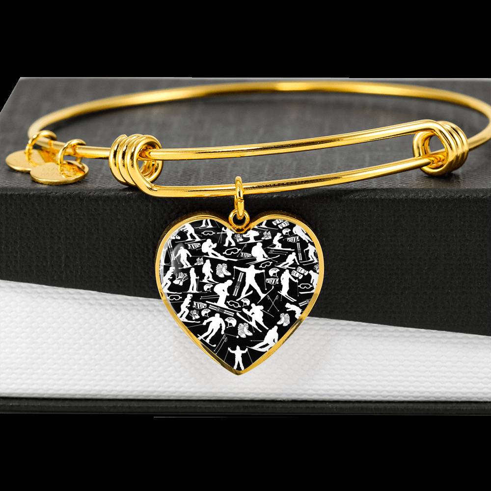 Ski Heart Pendant and Bangle - Powderaddicts