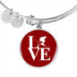 LOVE Ski Red Ellipse Pendant Bangle - Powderaddicts