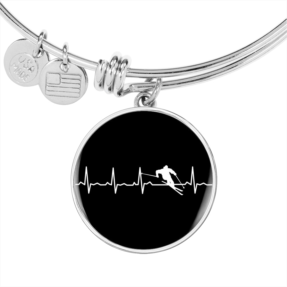 Ski Is My Heartbeat Circle Pendant and Bangle - Powderaddicts