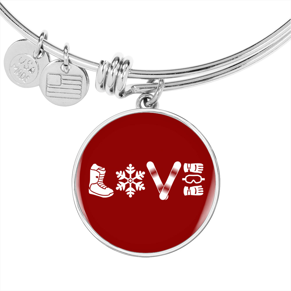 Love Snowboard Red Pendant Bangle - Powderaddicts