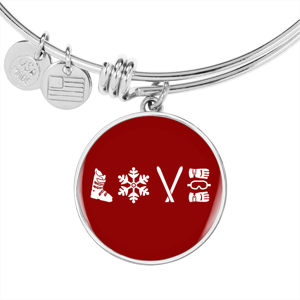Love Ski Red Pendant Bangle - Powderaddicts