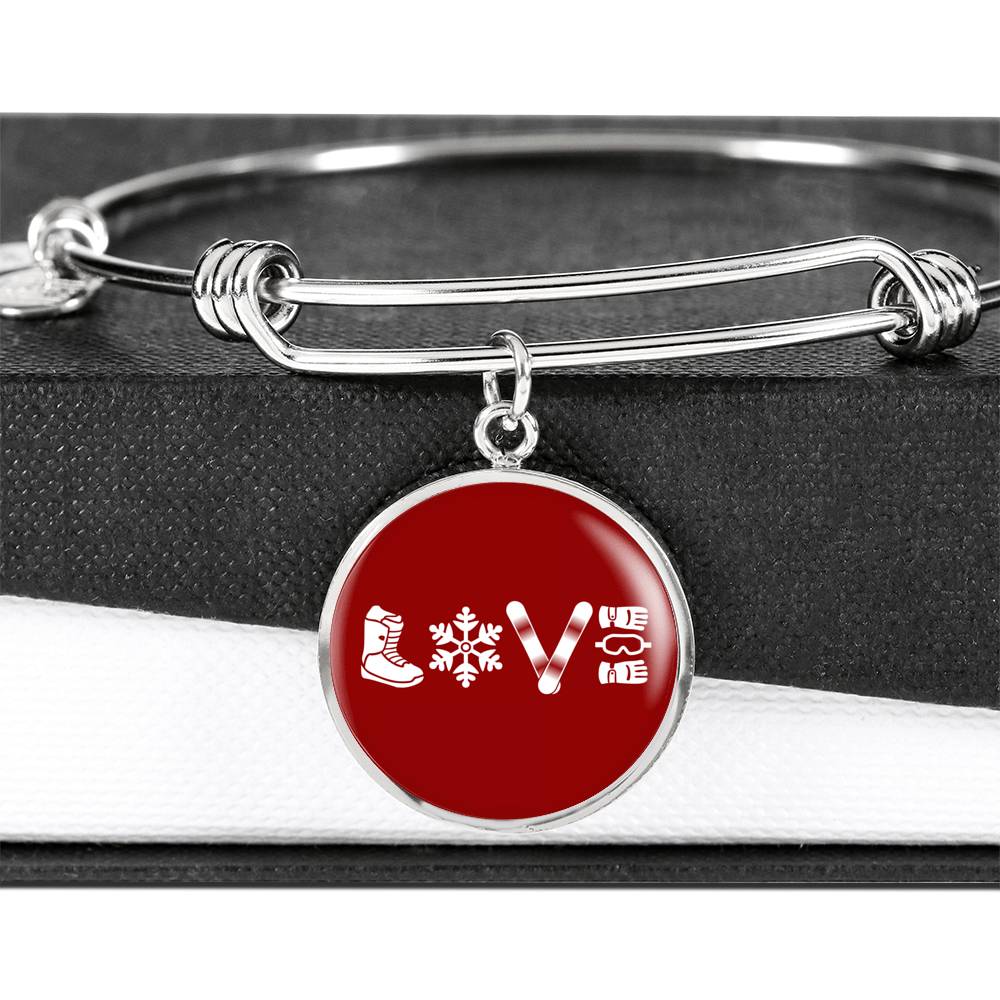 Love Snowboard Red Pendant Bangle - Powderaddicts