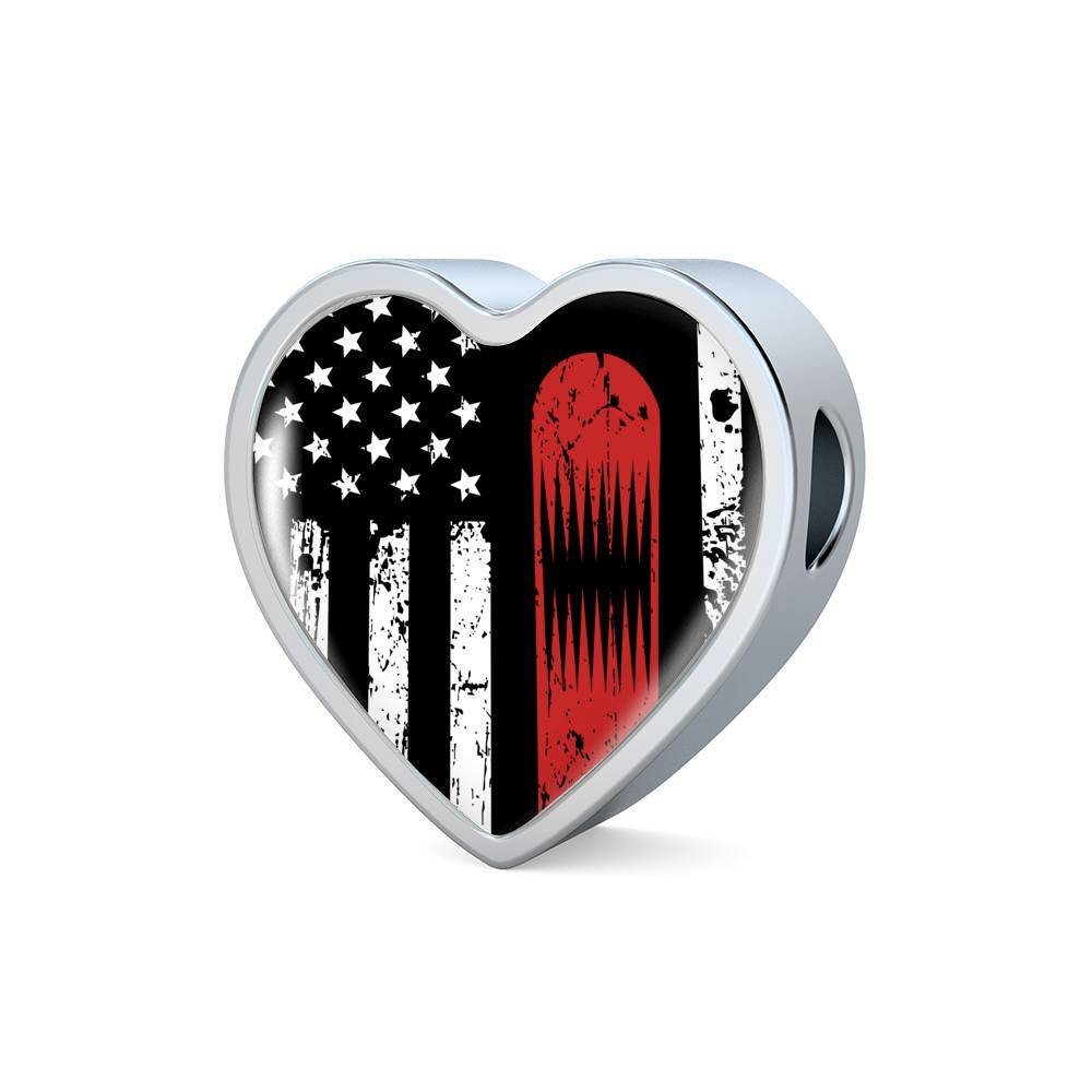 Snowboard Heart Flag-USA Leather Bracelet - Powderaddicts