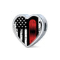 Snowboard Heart Flag-USA Leather Bracelet - Powderaddicts
