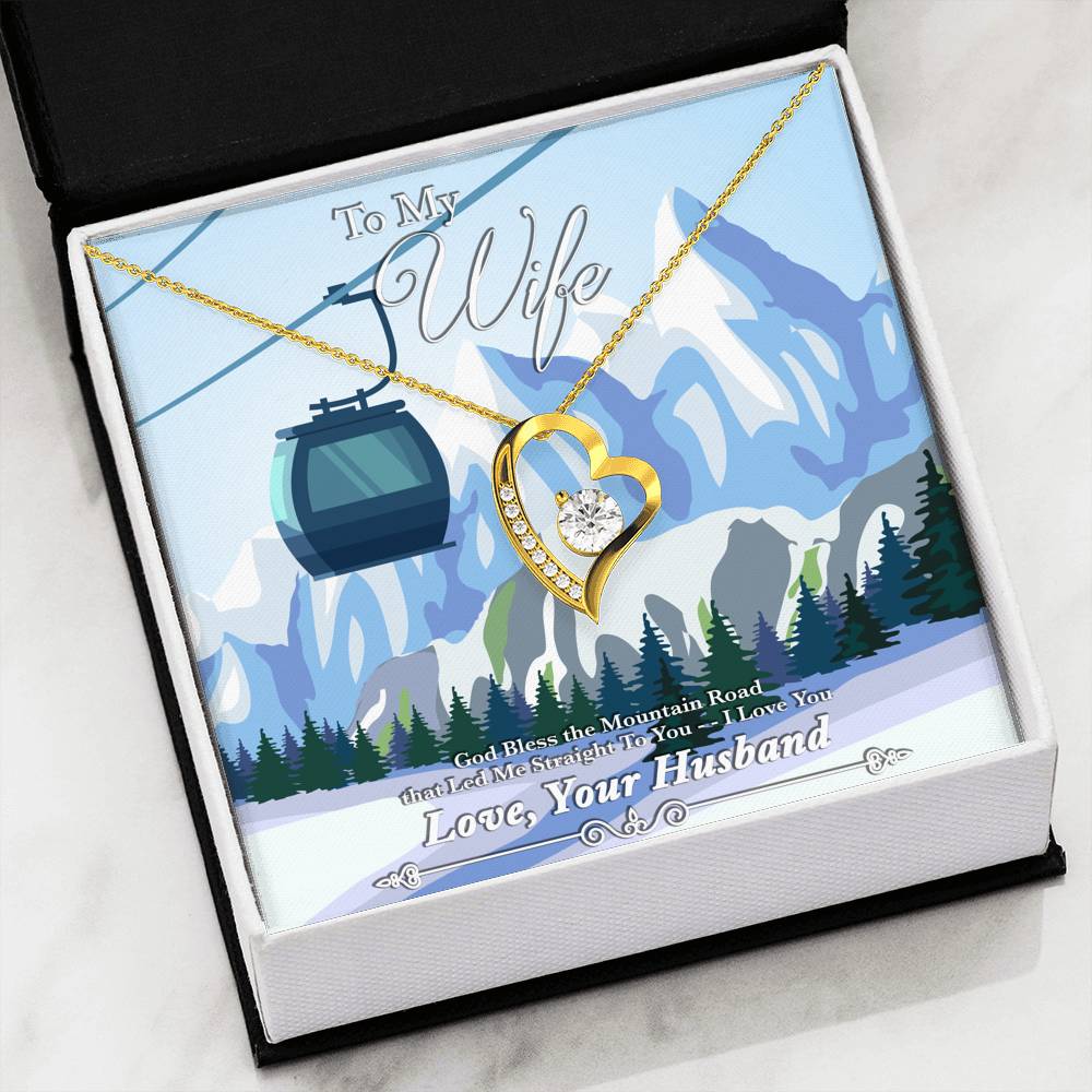 God Bless The Mountain Road That Led Me Straight To You - Gold Heart Pendant | Chairlift - Powderaddicts
