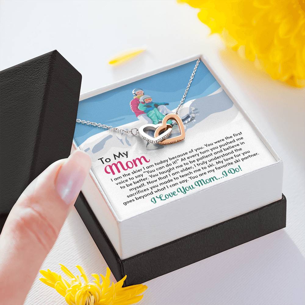 Interlocking Hearts Necklace for Moms: I Am The Skier I Am Today Because of You - Powderaddicts