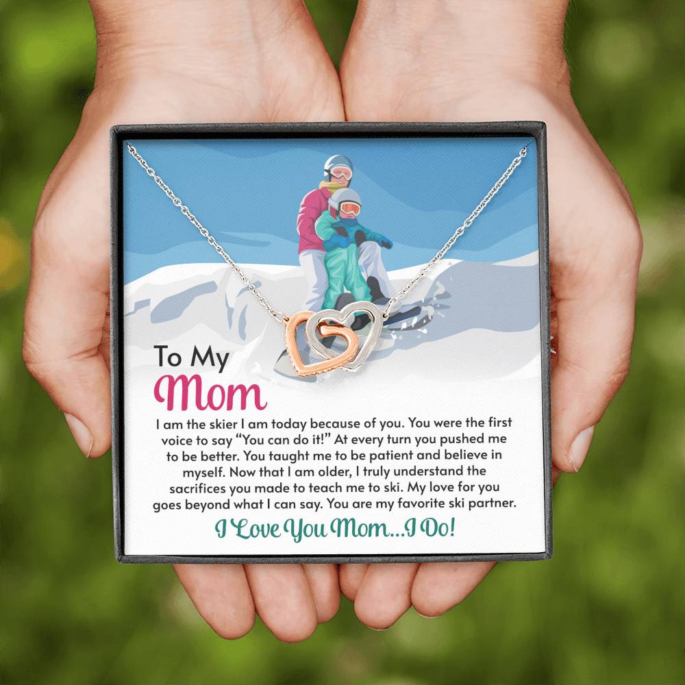 Interlocking Hearts Necklace for Moms: I Am The Skier I Am Today Because of You - Powderaddicts