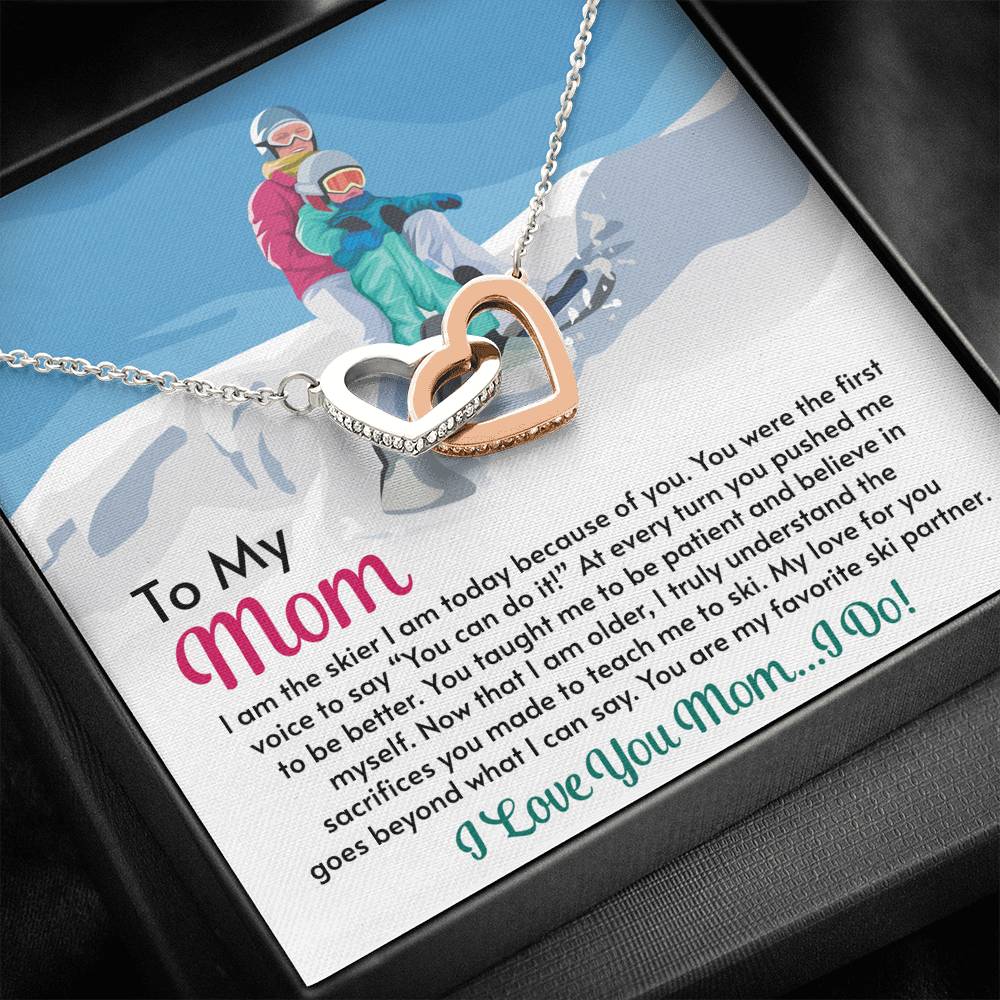 Interlocking Hearts Necklace for Moms: I Am The Skier I Am Today Because of You - Powderaddicts