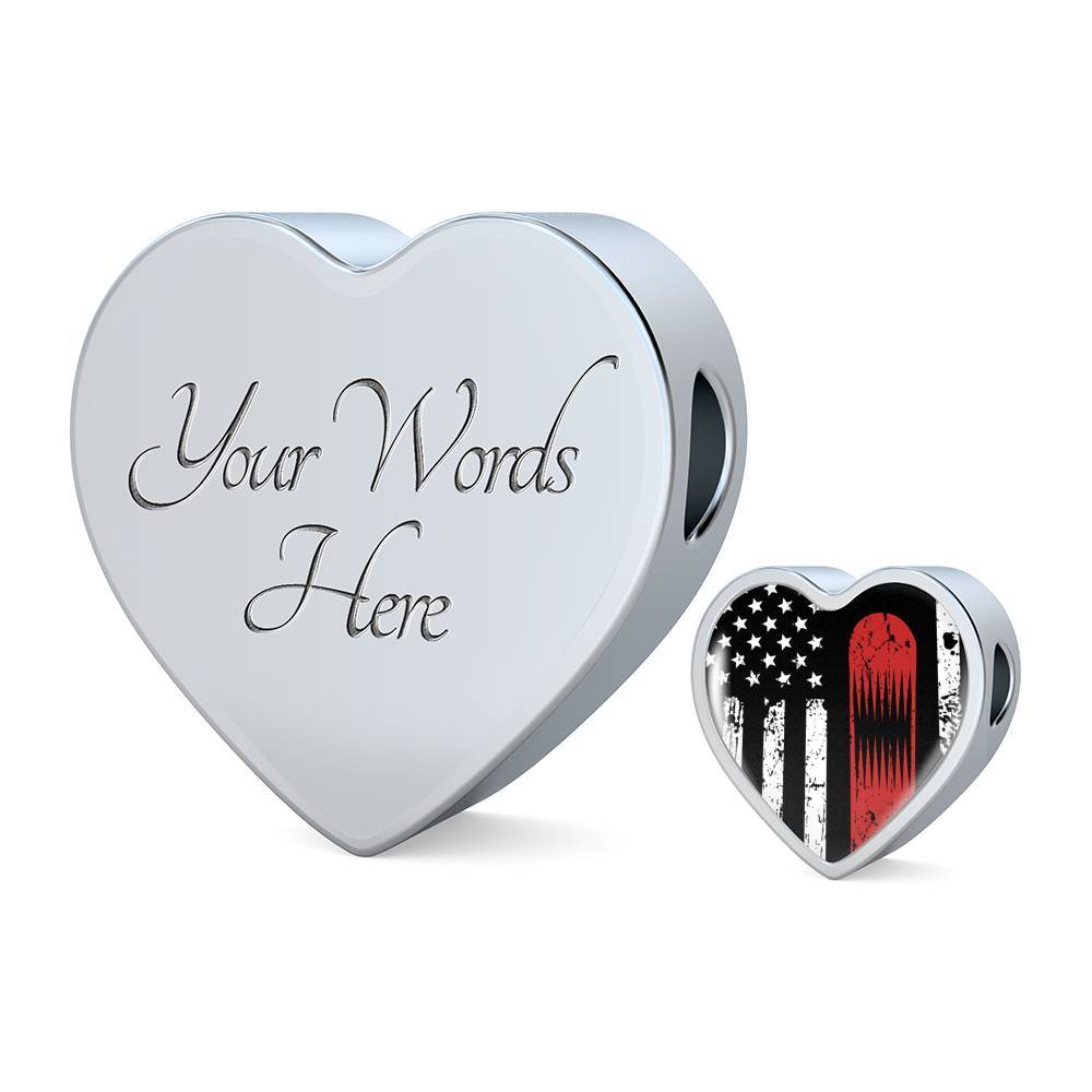 Snowboard Heart Flag-USA Leather Bracelet - Powderaddicts