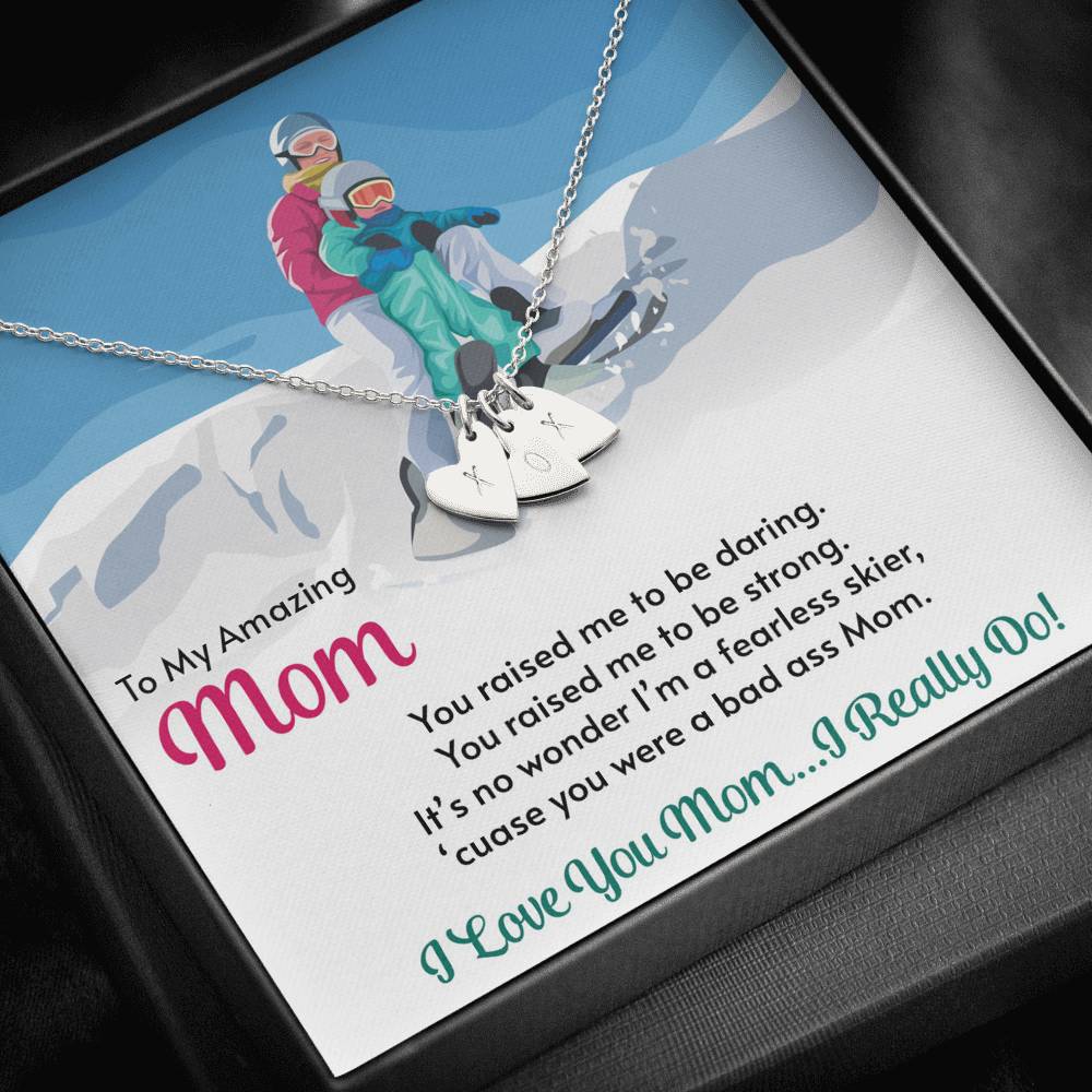 PERSONALIZED Sweetest Hearts Necklace for Moms: You Raised Me To Be Daring - Powderaddicts