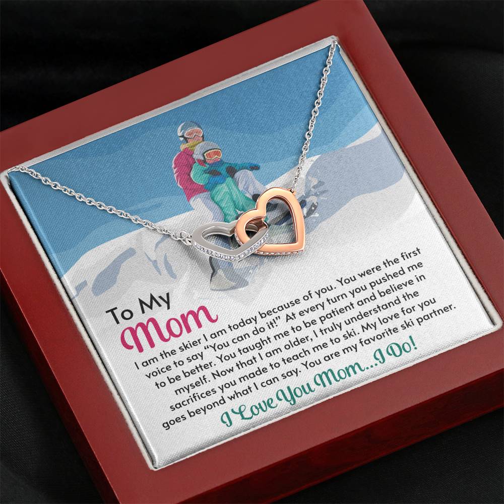 Interlocking Hearts Necklace for Moms: I Am The Skier I Am Today Because of You - Powderaddicts