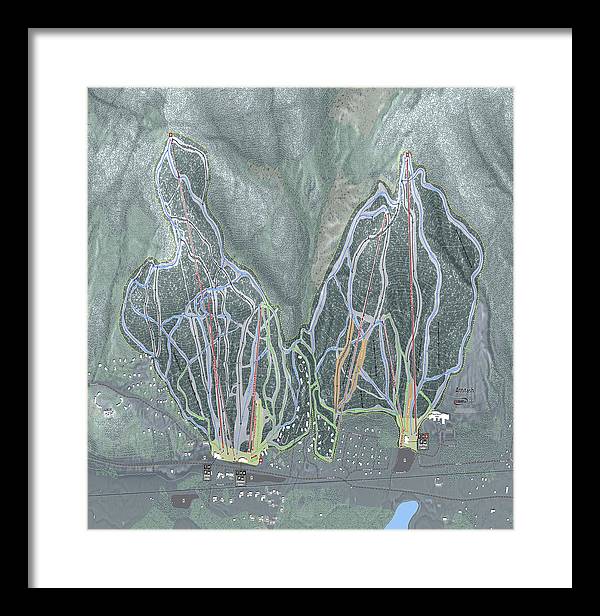 Attitash Mountain Ski Trail Map - Framed Print - Powderaddicts