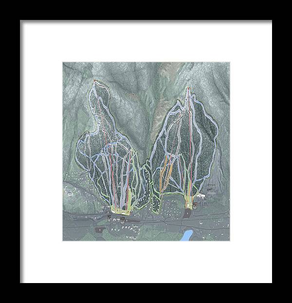 Attitash Mountain Ski Trail Map - Framed Print - Powderaddicts
