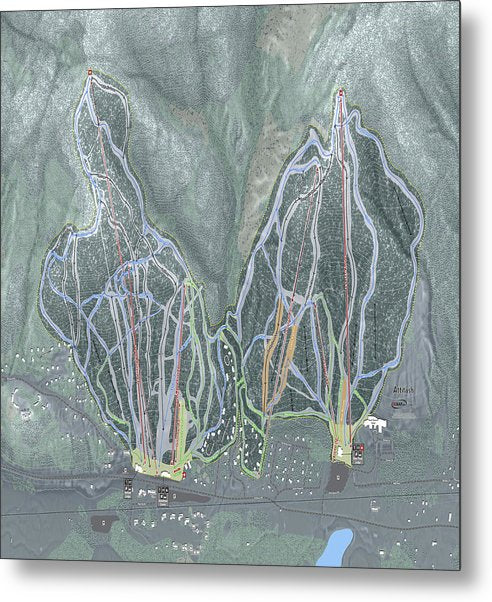 Attitash Mountain Ski Trail Map - Metal Print - Powderaddicts