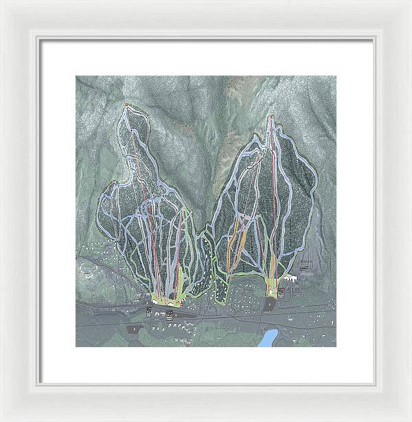 Attitash Mountain Ski Trail Map - Framed Print - Powderaddicts