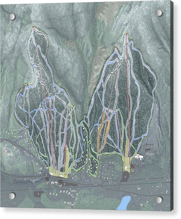 Attitash Mountain Ski Trail Map - Acrylic Print - Powderaddicts