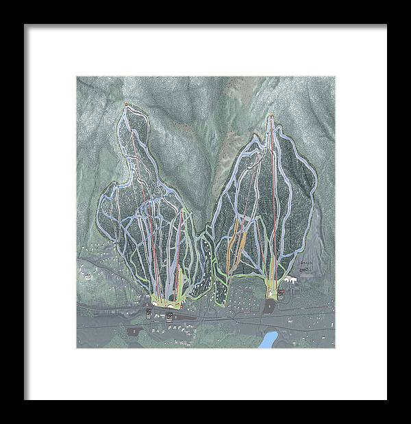 Attitash Mountain Ski Trail Map - Framed Print - Powderaddicts
