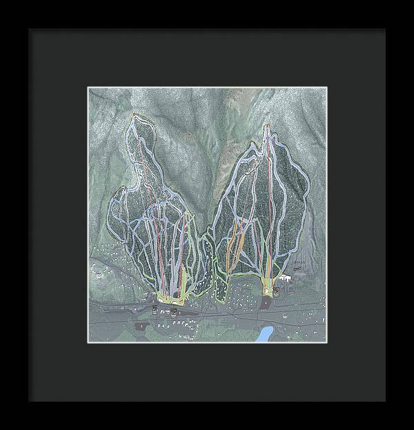Attitash Mountain Ski Trail Map - Framed Print - Powderaddicts