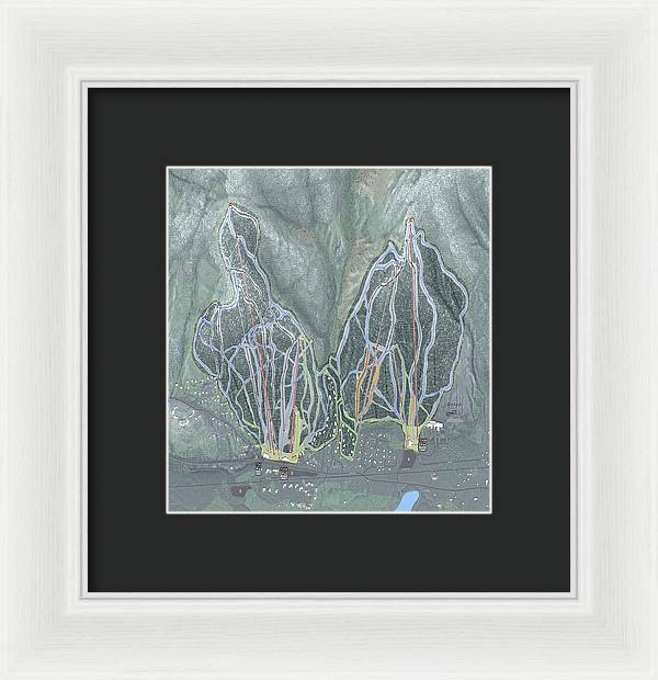 Attitash Mountain Ski Trail Map - Framed Print - Powderaddicts