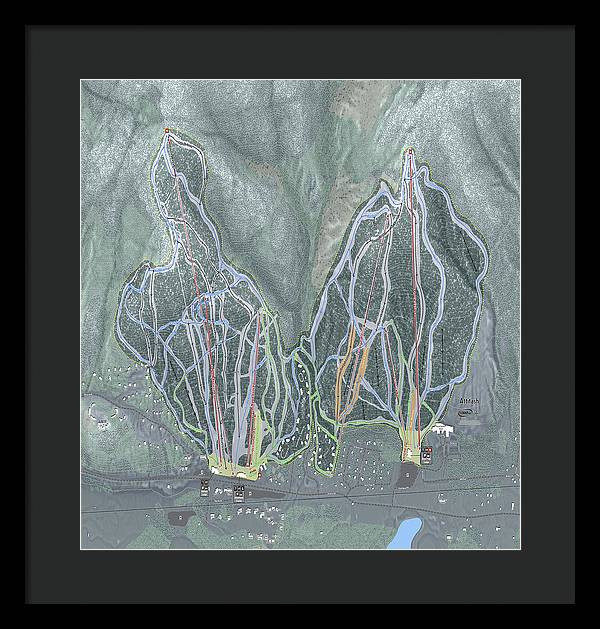 Attitash Mountain Ski Trail Map - Framed Print - Powderaddicts