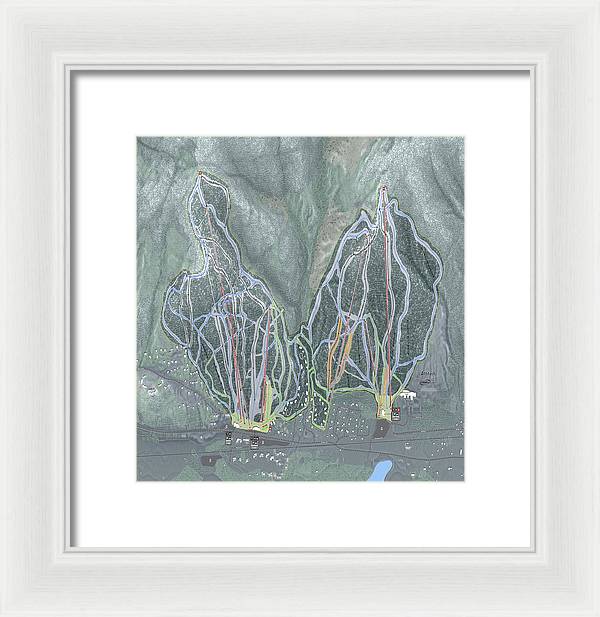 Attitash Mountain Ski Trail Map - Framed Print - Powderaddicts