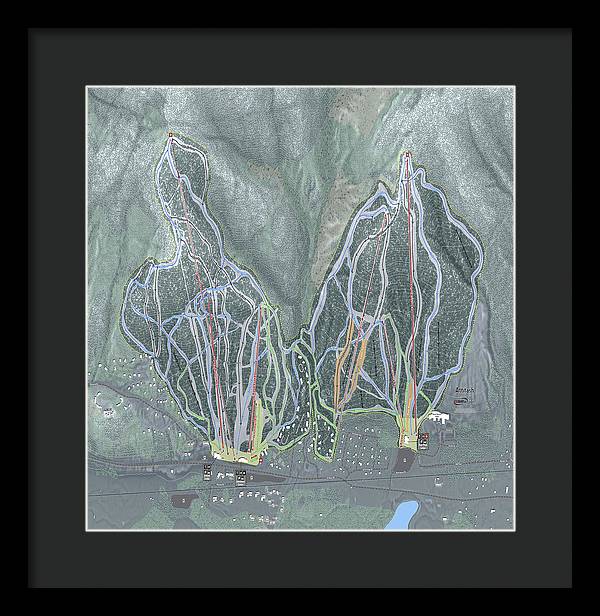 Attitash Mountain Ski Trail Map - Framed Print - Powderaddicts