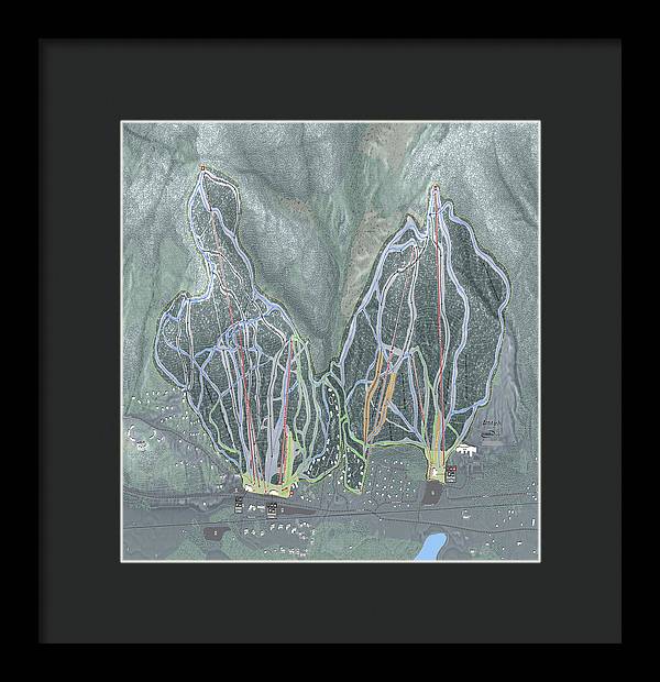 Attitash Mountain Ski Trail Map - Framed Print - Powderaddicts