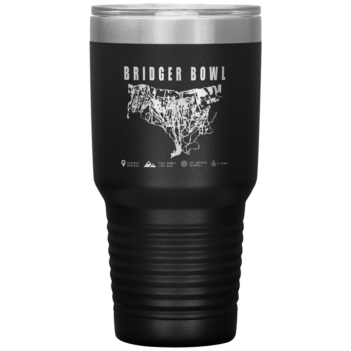 Bridger Bowl Montana Ski Trail Map 30oz Tumbler