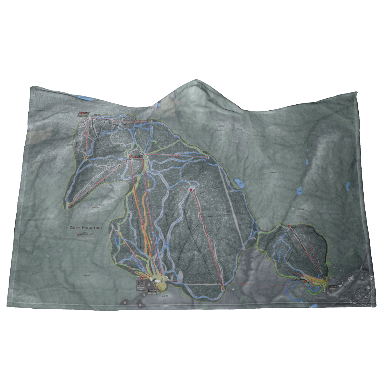 Gore Mountain, New York Ski Trail Map - Hooded Blanket - Powderaddicts