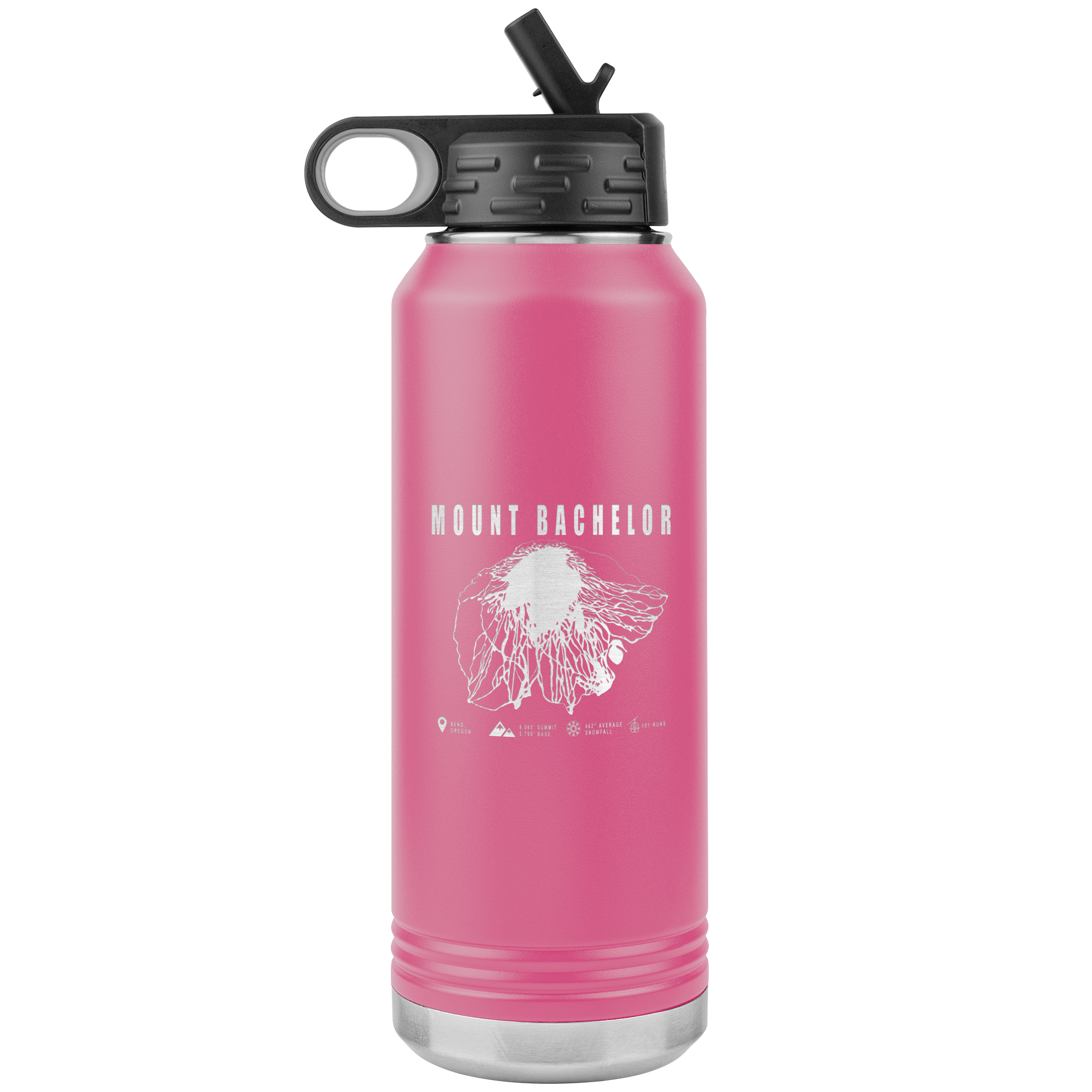 Mount Bachelor, Oregon Ski Trail Map 32oz Water Bottle Tumbler - Powderaddicts
