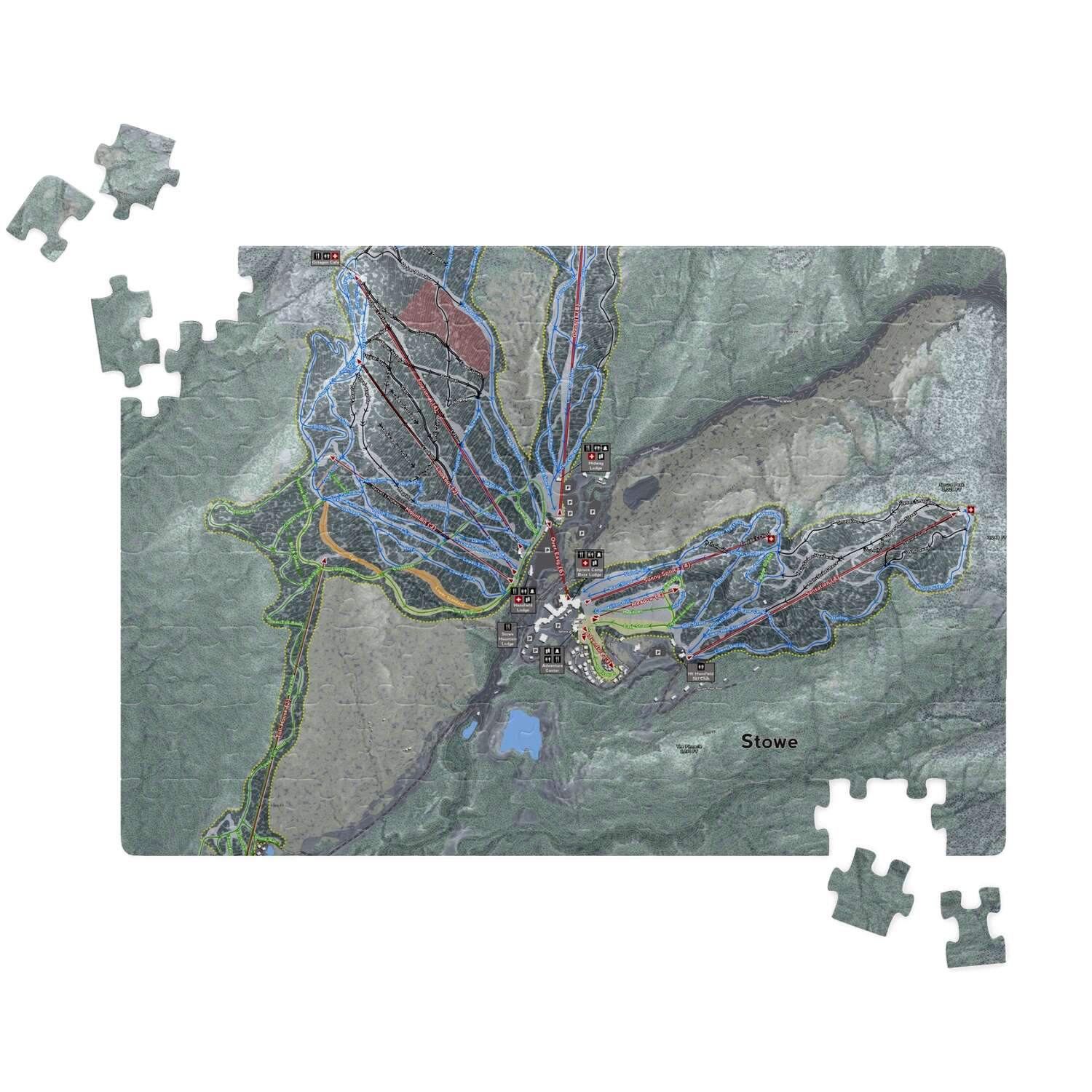 Stowe Vermont Ski Trail Map Puzzle - Powderaddicts
