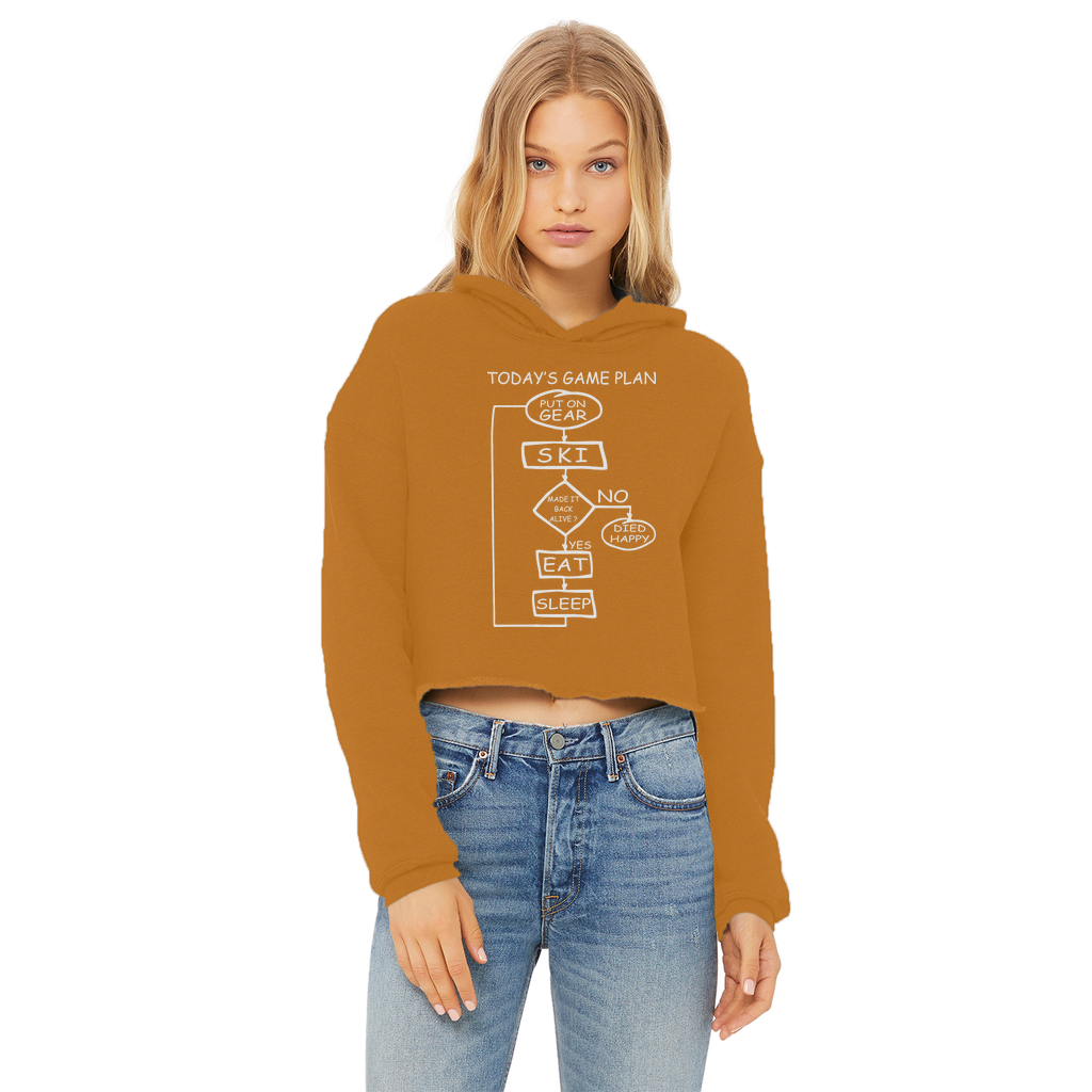 Today's Gameplan - Skiing Ladies Cropped Raw Edge Hoodie - Powderaddicts