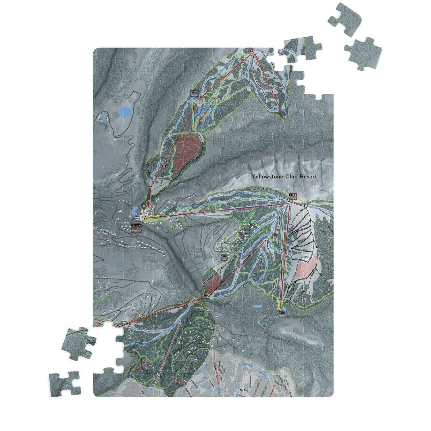Yellow stone Club Montana Ski Trail Map Puzzle - Powderaddicts